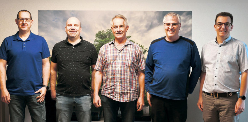 Das Multimedia Fricktal-Team mit Mario Kalt (von links), Thomas Ciapponi, Bruno Obrist, Daniel Amsler und Roland Obrist. Foto: Janine Tschopp 